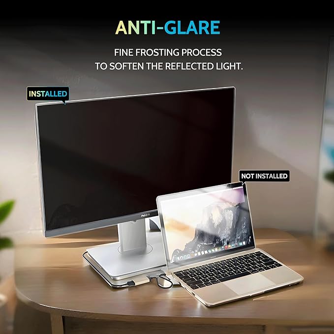 [2-Pack] 23.8 Inch Privacy Screen for Computer Monitor 16:9 Aspect Ratio, Eye Protection Anti Blue Light Glare Shield, 23.8inch Removable Black Blackout Anti Spy Desktop Security Private Filter