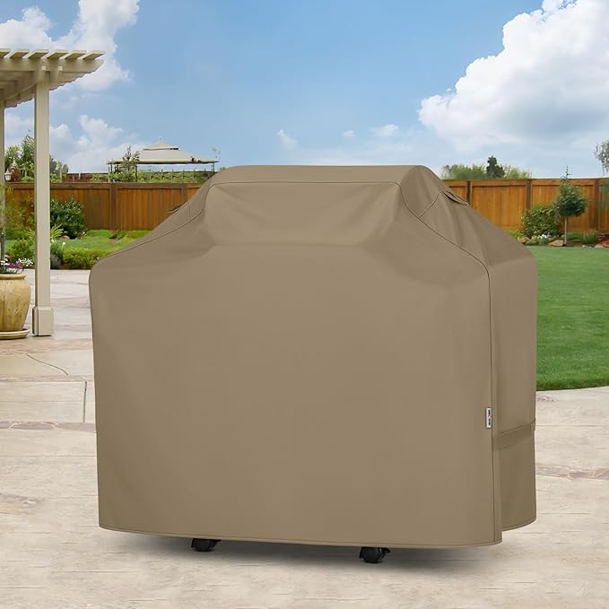Unicook 50 Inch Grill Cover for Outdoor Grill, Gas BBQ Cover with Sealed Seam for Weber Charbroil Nexgrill etc, Heavy Duty Waterproof Fade Resistant, Neutral Taupe