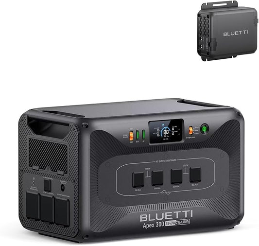 BLUETTI Solar Generator Apex 300 with Charger 1 (560W Alternator Charger), 2764.8Wh LFP Battery Backup with 6 3840W AC Outlets (7680W Surge), 5.5H RV Fast Charge, Ideal for Road Trips