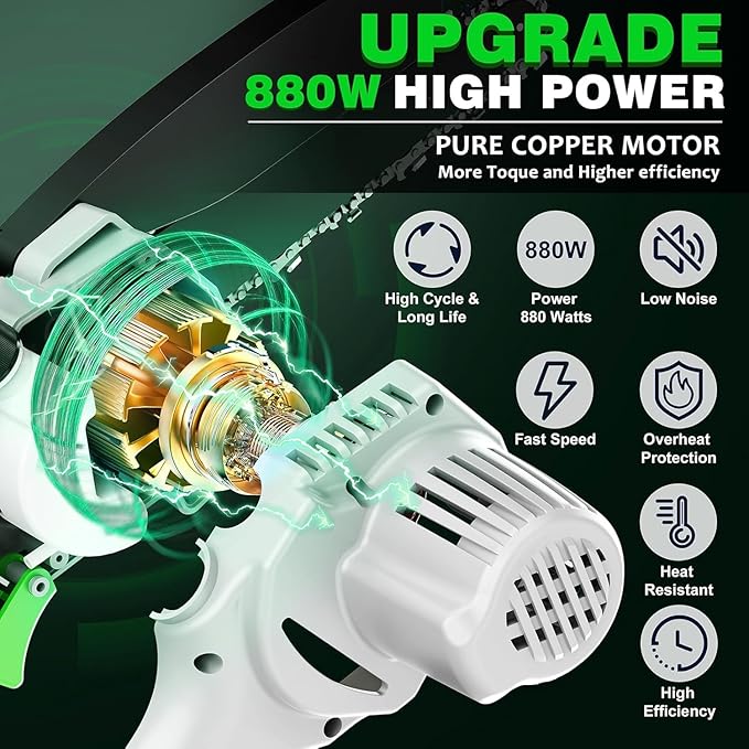 Mini Chainsaw Cordless,[2025 Upgraded] 6 Inch Portable Electric Chain Saw w/Automatic Oiler/Battery Powered Small Handheld Saw w/Security Lock Trees Branches Trimming,Wood Cutting.