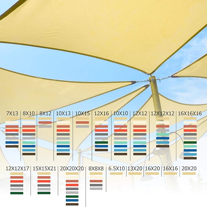 Shade&Beyond Rectangular Breathable UV Block Sun Shade Sail Outdoor Covering Cloth for Deck, Backyard, Pool, 12'x16', Cream (Customized Available)