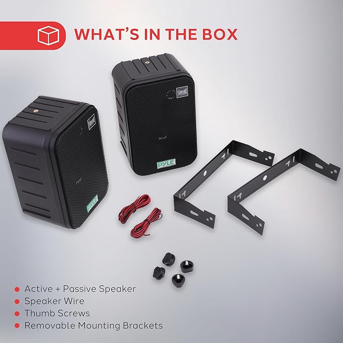 Pyle 2 Way Speaker System Pair - 500W Peak Power 6.5 Inch Passive Weatherproof Wall / Ceiling Mounted - Heavy Duty Universal Mount - Use for Pool, Patio, Indoor, Outdoor (Black)