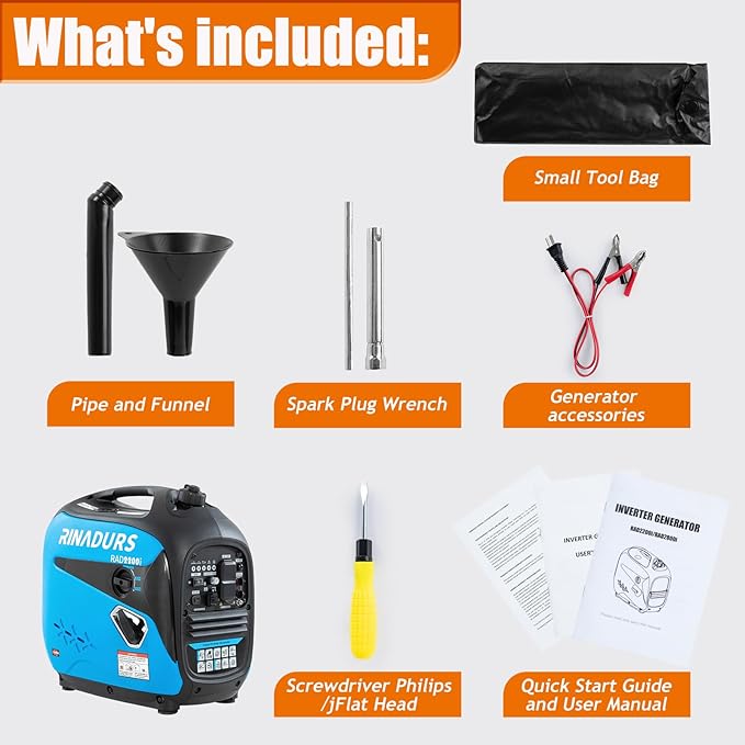 2200 Watt inverter generator, quiet and portable, suitable for home backup power, outdoor camping, and construction sites.EPA Compliant