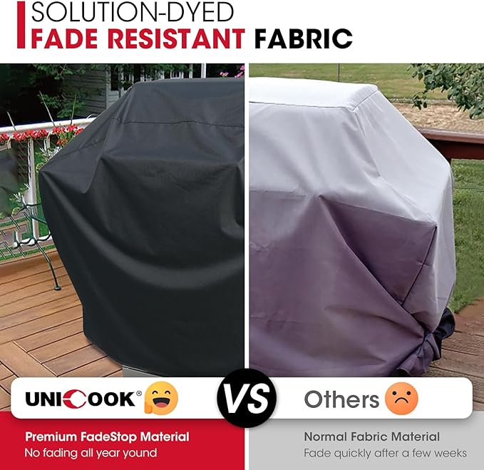 Unicook Outdoor Large Grill Cover 70 Inch, Heavy Duty Waterproof Gas Grill Cover for Outside, Fade Resistant Durable BBQ Protector, All Weather Protection for Backyard BBQs, Black