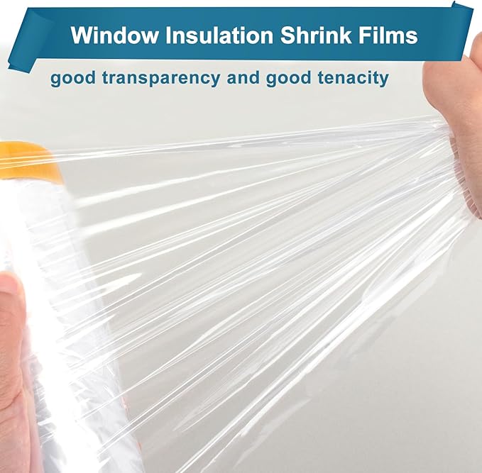 2 Pack Window Insulation Kit, Plastic Window Covering 62 Inch Wide × 393 Inch Length with Double-Sided Tape, Insulator Seal Kit for 20-3'x5' Windows Winterizing for Winter, 2 Roll Clear