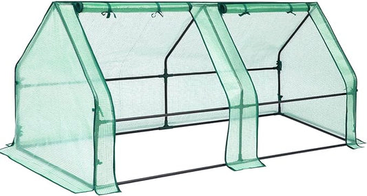 Ohuhu Portable Mini Greenhouse, 71"x36"x36" Greenhouses for Outdoors with Dual Large Zipper Doors & Ground Stakes, Waterproof & UV Protected Plastic Green House for Outside Garden Patio Backyard
