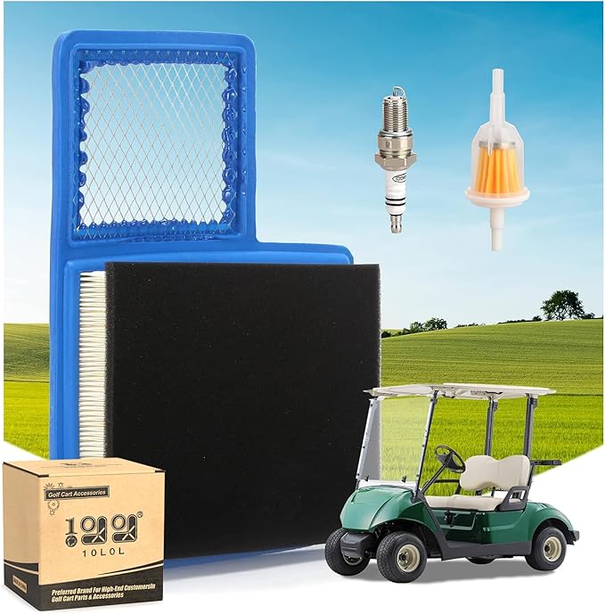 10L0L Golf Cart Tune Up Kit for Yamaha G16 G19 G20 G21 G22 G29 Drive Gas Vehicles 1996-up with 301cc/357cc Engine, Air Filter JN6-E4450-01 JN6-E445E-00, Fuel Filter, Spark Plug