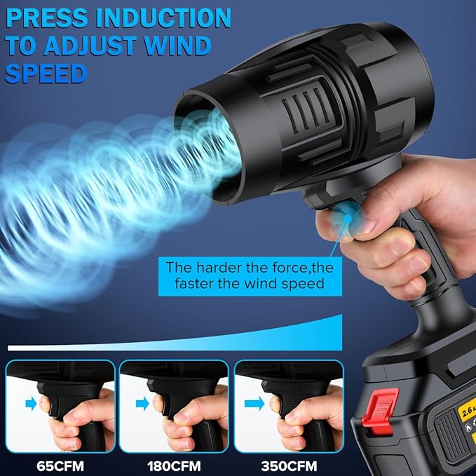 Electric Cordless Leaf Blower, Handheld Electric Leaf Blowers, Mini Jet Dry Blower Fan with 2 Packs 2.6Ah Batteries and Charger, Violent Blower for Lawn, Patio, Outdoors, Car, Home