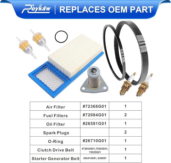 Roykaw EZGO TXT Golf Cart Tune Up Kit w/Drive Belt & Starter Generator Belt for 1994-2005 with 295/350cc 4 Cycle Robbins Motor