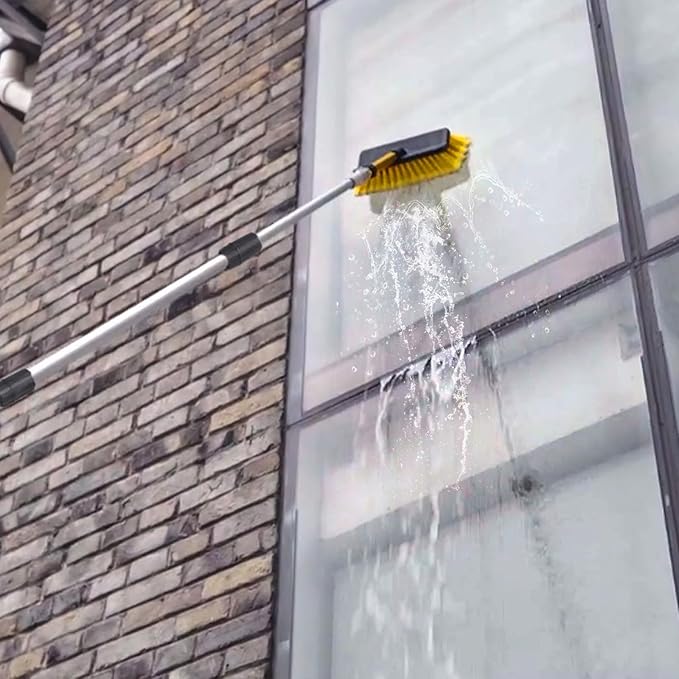 24ft Pressure Washer Extension Wand with Brush Gutter Cleaner Heavy Duty Telescopic Power Washer Wand Spray Gun Extension Pole Lance