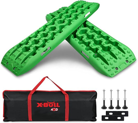 X-BULL New Recovery Traction Tracks Sand Mud Snow Track Tire Ladder 4WD (Green,3gen), Bag+Hardware+Tracks