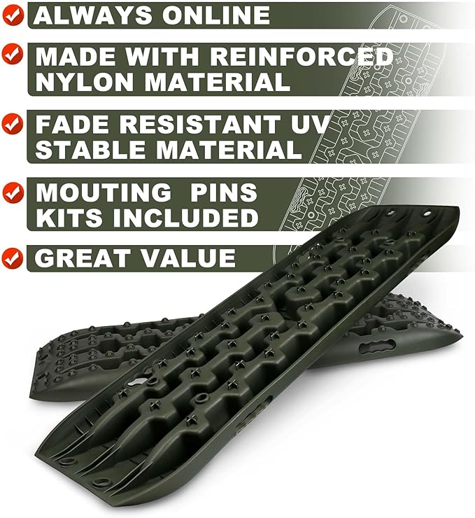 X-BULL New Recovery Traction Tracks Sand Mud Snow Track Tire Ladder 4WD (Olive,3gen),Bag+Hardware+Tracks