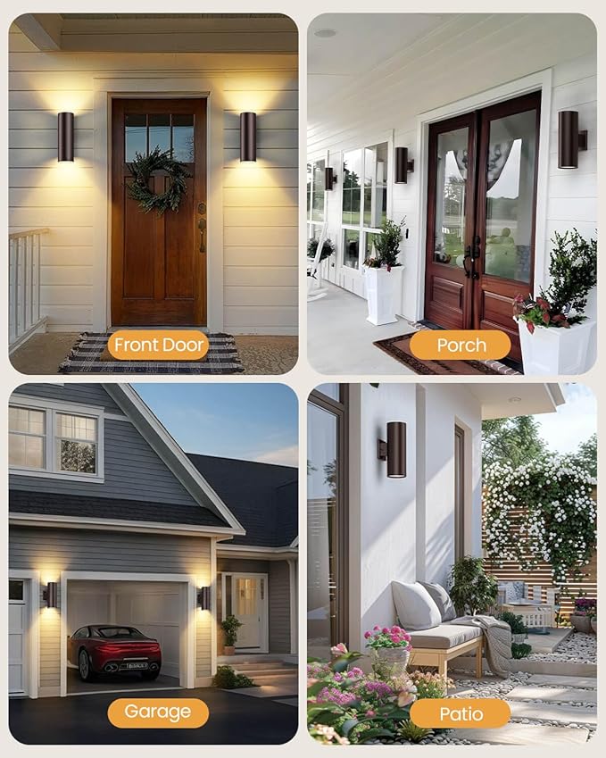 SHIMR Dusk to Dawn Modern Outdoor Wall Light with Oil Rubbed Bronze Finish, Cylinder Outdoor Sconce Lights Up Down Lights Outside for House Patio Garage [ETL Listed]