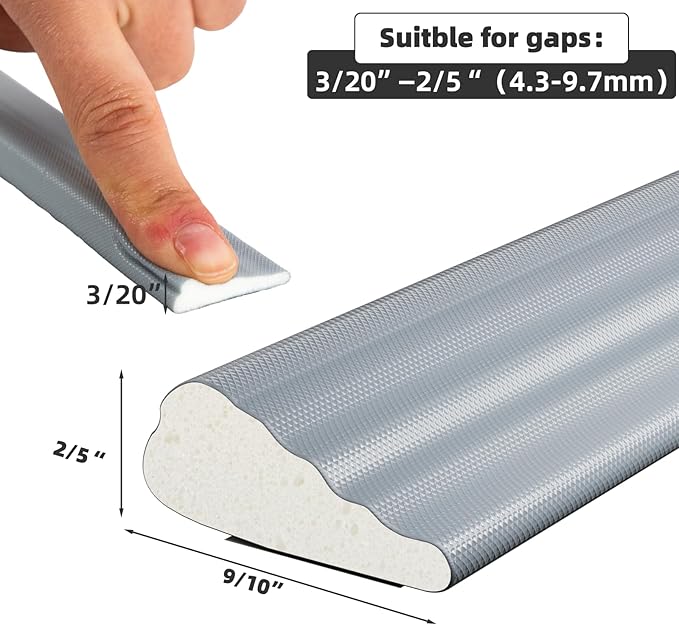 16.4 Ft Weather Stripping Seal Strip for Doors/Windows,Soundproofing Window Insulation Draft Stopper for Winter, Selfadhesive Foam Weather Strip for Door Frame,Door Gap Filler Noise Blocker(Gray)