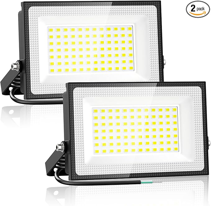 Onforu 60W LED Flood Lights Outdoor,8400LM Super Bright Security Light,6500K Daylight White, Outdoor Floodlight, IP66 Waterproof Outside Floodlights for Garage Yard Garden 2 Pack