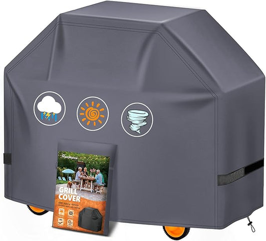 Grill Cover 82 Inch - Extra Large Gas BBQ Cover for Outdoor Grill - 600D Outside Barbecue Covers Waterproof Heavy Duty for Weber, Dyna-glo, Char-Broil, Nexgrill, Brinkmann, Monument (Grey)
