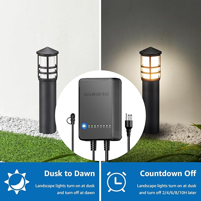 SUNVIE All-in-One LED Landscape Lighting Kit, 8-Pack Low Voltage Pathway Lights with Transformer and 100FT 16/2 AWG Wire, 3000K Waterproof Landscape Lights with Connectors for Walkway Garden Yard