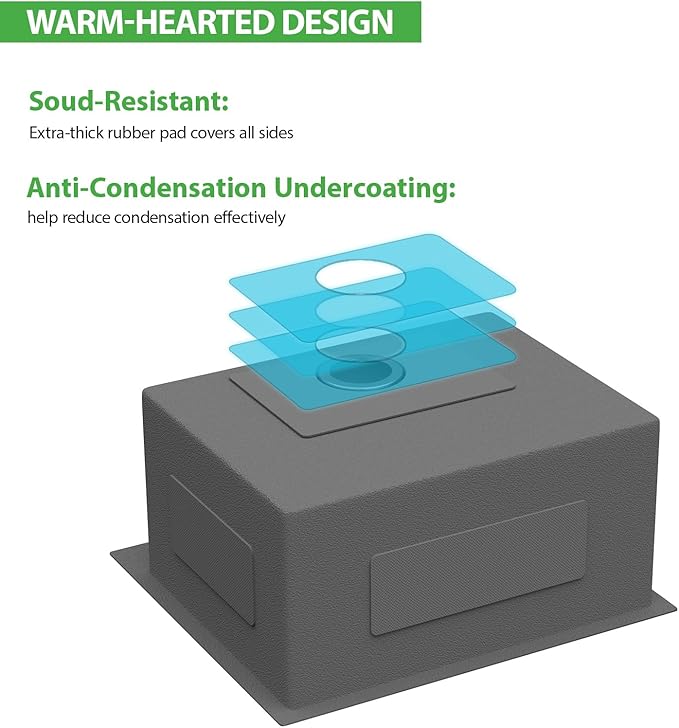 25 x 22 Inch Black Drop In Laundry Sink Topmount NANO PVD 16 Gauge Stainless Steel Single Bowl Large Deep Kitchen Sinks Basin 25"x22"x12"