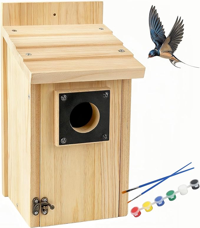 Wooden Bird Houses for Outside with Paint Set, Crafts & DIY Birdhouse Kits for Adults & Kids to Build, Bird House Outdoor for Bluebird Finch Swallow Wren Chickadee