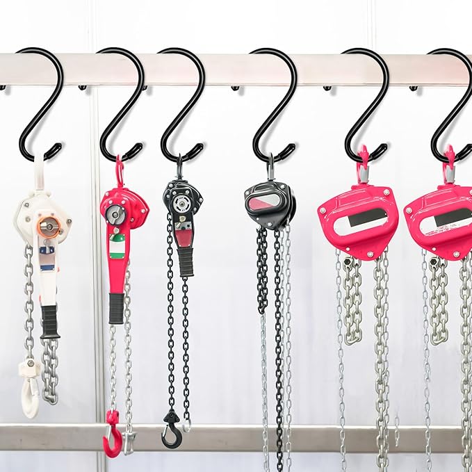 12 Pack 4 Inch S Hooks for Hanging Plants,Heavy Duty S Hook Vinyl Coated Non Slip Clothes Black S Hooks Pot Rack Closet Hooks for Hanging Plants, Clothes, Kitchen Utensil, Pots, Pans, Bags