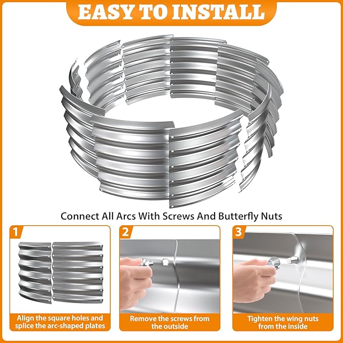 Metal Fire Pit Ring/Bonfire Fire Ring- 40 Inches Diameter, 0.8 MM Thick,1.5 ft High, Durable and Stylish for Outdoor Fire Pits,Patios and Camping (Silver, 3.3X3.3X1.5 ft)