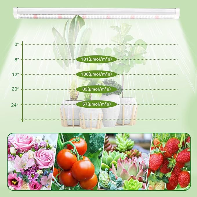 Plant Grow Light Strips, 204 LED-Bulbs 5000K White Full Spectrum Grow Light Strips for Indoor Plants, Succulents, Seeds Starting, Greenhouse, End-to-End Connection (4x10W, 200W Equivalent)
