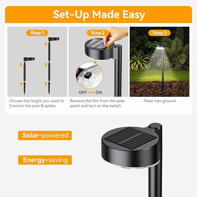 2 Pack Solar Pathway Lights Outdoor, 12 Brighter LED Solar Lights Outdoor Waterproof, Up to 12 Hrs Modern Path Light for Yard Garden Walkway Driveway Lawn, Cool White