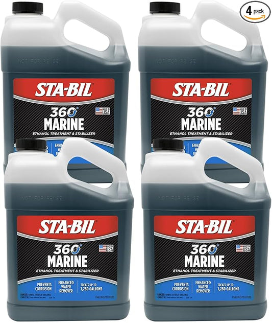 STA-BIL Marine Fuel System Treatment | Full Fuel System Cleaner, Injector Cleaner | Additive for Boats & Watercrafts, In-Season Cleaning & Protection 1 Gallon (4 Pack)