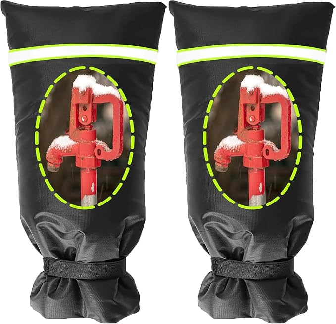 2 Pack Outdoor Faucet Covers for Winter, 15" W x 35" H Outside Yard Hydrant Protector Socks Winter, Insulated Hose Bib Protector Cover, Spigot Pipe Cover Freeze Protection Black