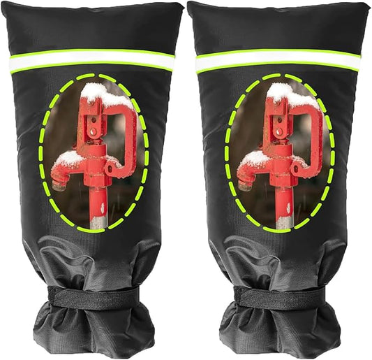 2 Pack Outdoor Faucet Covers for Winter, 18" W x 43" H Outside Yard Hydrant Protector Socks Winter, Insulated Hose Bib Protector Cover, Spigot Pipe Cover Freeze Protection Black