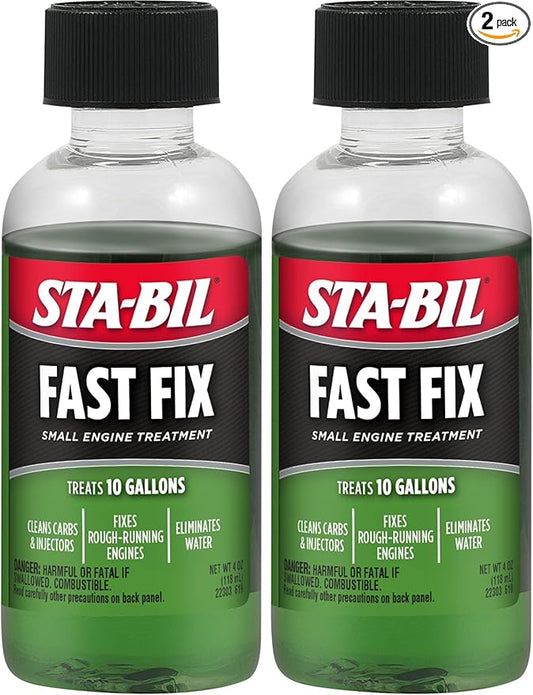 STA-BIL Fast Fix Small Engine Treatment - Cleans Carbs and Injectors - Fixes Rough Running Engines - Eliminates Water - Treats 10 Gallons, 4 fl. oz. (22303) (Pack of 2)