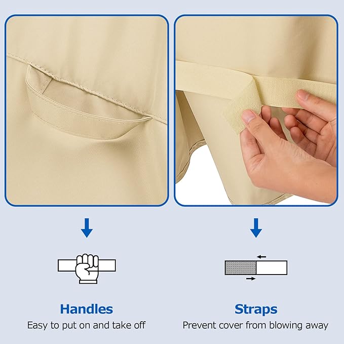 SunPatio BBQ Grill Cover 70 Inch, Outdoor Waterproof Large Barbecue Cover, All Weather Resistant Charcoal Gas Grill Protector, Compatible for Weber Char-Broil Nexgrill Napoleon and More, Beige