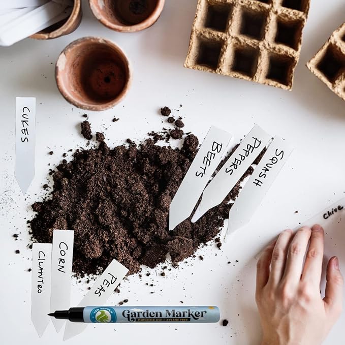 2 Pack Garden Marker Pen Permanent Markers Black (UV Fade Resistant Marker Pens for Plant Markers Garden Markers Waterproof Pen Black Markers Outdoor Marker for Garden Plant Labels 0.8mm)