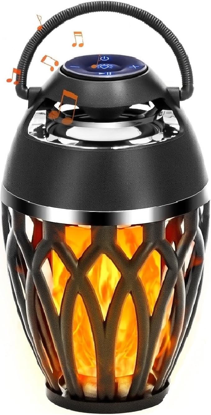 Vanten 2 Packs Outdoor Bluetooth Speakers, Bluetooth 5.0 Led Flame Speaker, IPX5 Waterproof Flame Torch Atmosphere Speaker, Flame Lamp, Gifts for Men Women, Decorations for Party Garden Patio