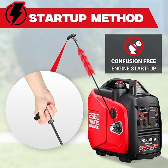 2550-Watt Portable Inverter Generator for Home Use, 1.06Gallon Large Fuel Tank Up to 10 Hours Use, 120V Gas Powered Generator Super Quiet - EPA Compliant-Red