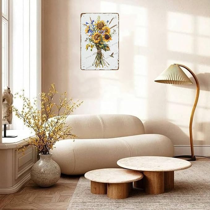 Metal Signs Farmhouse Wildflower Vintage Metal Tin Sign for Home Office Kitchen Bar Cafe Garden Wall Decor 12x8 Inch