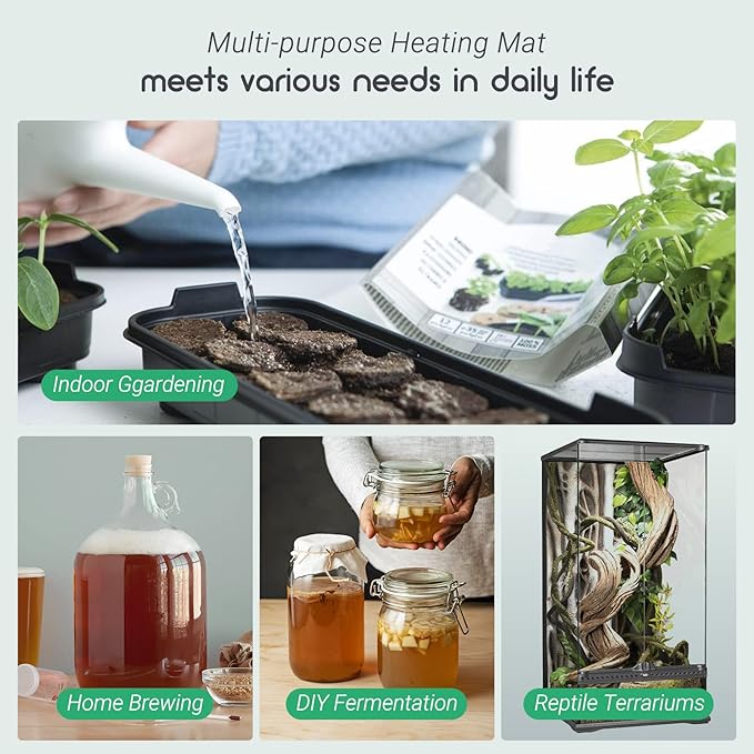 LUXBIRD 2 Pack Seedling Heat Mats with Digital Thermostat Controller, 10" x 20.75" 30W for Seed Starting, Germination, Hydroponics, Brewing, Breeding, Greenhouses (LB-HT02)