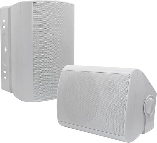Herdio 6.5 Inch 400W Indoor Outdoor Speakers Wired Waterproof Passive with Powerful Bass,Wall Mount Speakers for Patio Garage Covered Deck,All-Weather Durability(Pair,White)