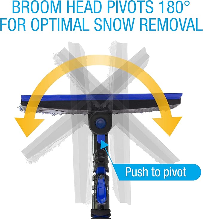 SubZero 14450 54” Power-Force Snow Broom and Ice Scraper Bundle for Car, Jeep, SUV, Truck