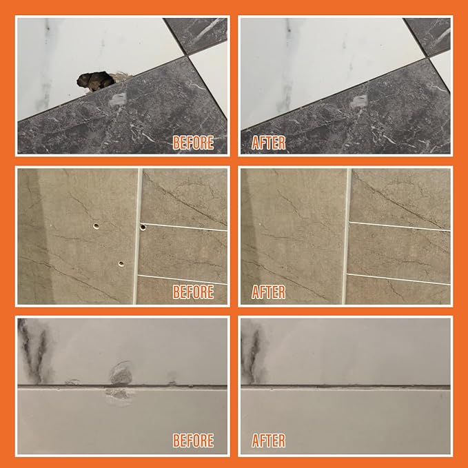 Tile Repair Kit, Ceramic Tile Repair Kit(Color Match), Porcelain Tile Chip Repair Kit with Super Strong Adhesion, Floor Tile Crack Repair Filler for Chips, Holes on Porcelain, Ceramic, Acrylic