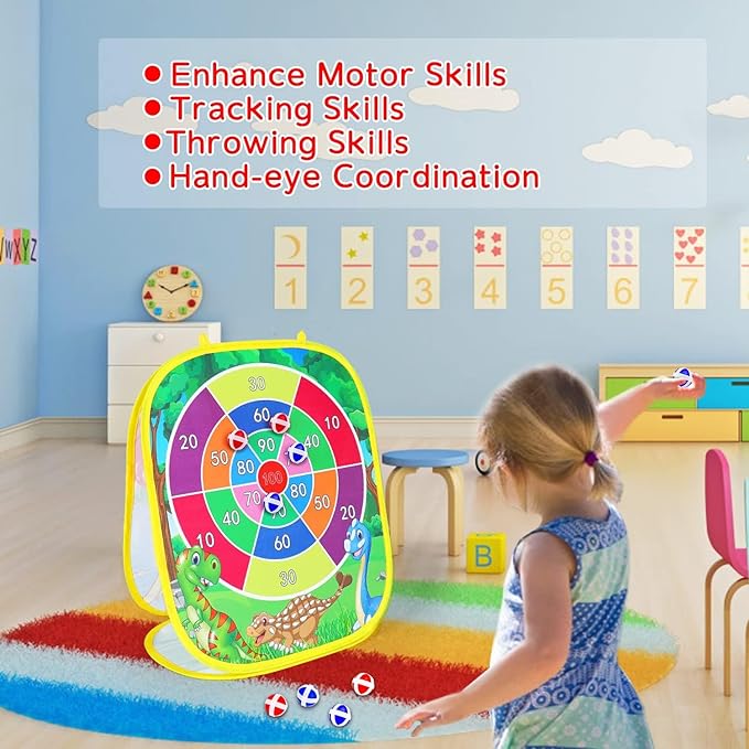 3 in 1 Bean Bag Toss Game for Kids, Toddler Toys for 2 3 4 5 Year Old Boys Girls Birthday, Dinosaur Cornhole Party Carnival Games Backyard Outdoor Outside Toys Ages 1-3 2-4 4-8 Easter