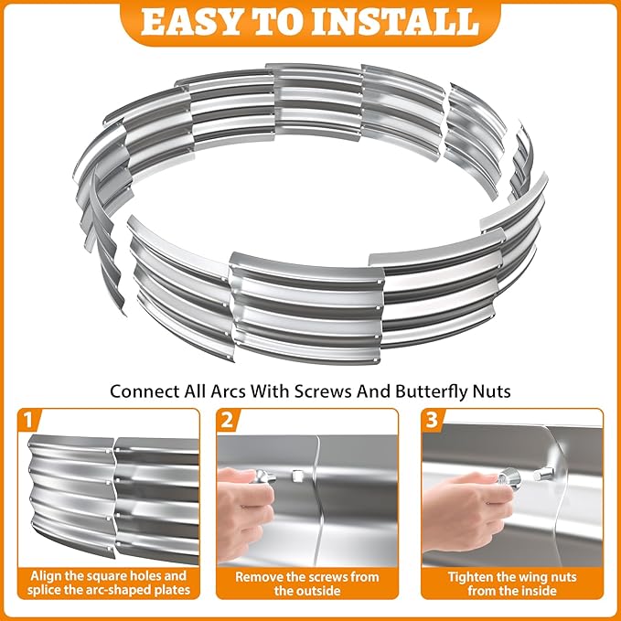 Metal Fire Pit Ring/Bonfire Fire Ring- 5 FT Diameter, 0.8 MM Thick,1 ft High, Durable and Stylish for Outdoor Fire Pits,Patios and Camping (Silver, 5X5X1 ft)