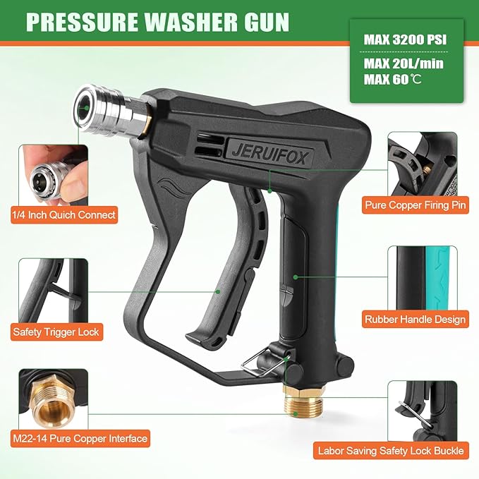 Foam Cannon for Pressure Washer, Pressure Washer Gun with Foam Cannon and 5 Power Washer Sprayer Nozzles Tips for Car Wash Kit Power Washer Gun Foam Soap Cannon for Car Snow Foam Lance