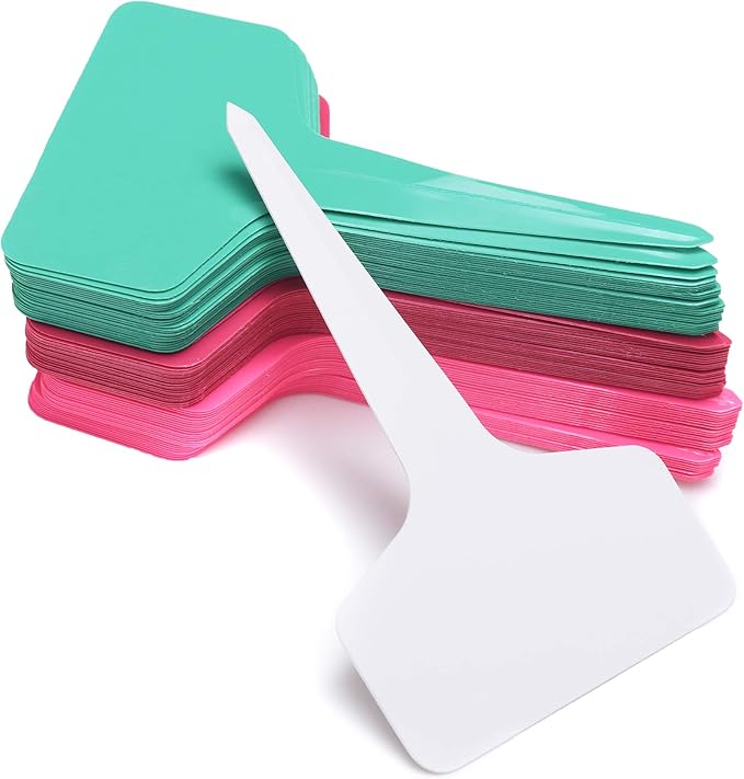 150 Pcs T-Type Plant Labels with a Pen, Waterproof Plastic Plant Tags Nursery Garden Markers, 6 x 10cm, 6 Colors