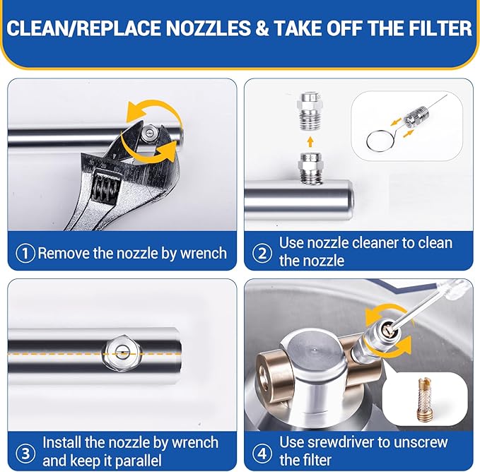 MEKOH 18" Pressure Washer Surface Cleaner 4500 PSI，4 Wheels Stainless Steel Power Washer Attachment for Driveway Sidewalk Patio Concrete Cleaning, 1/4'' Quick-Connect, 1 Extension Wand&5 Spray Nozzles