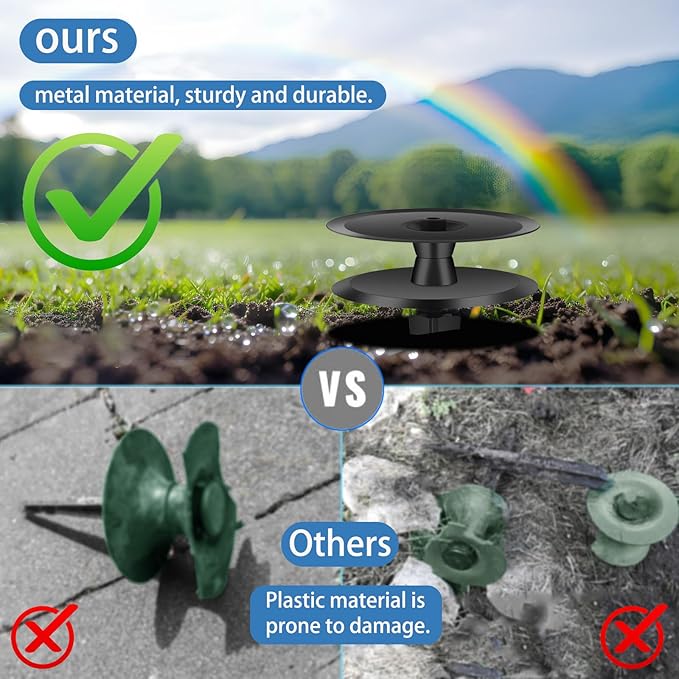 2PCS Metal Garden Hose Guide Spike, Hose Guides for Garden Heavy Duty, Cast Iron Garden Hose Guides for Outside, Rustproof Coated Hose Guide Stakes for Lawn & Yard, Plant & Flower Bed Protection