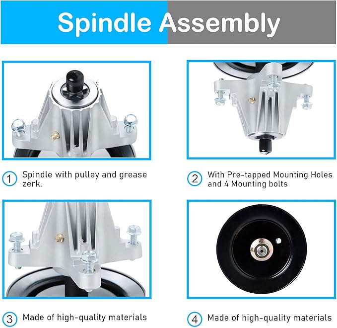 Mower Rebuild Kit for Cub Cadet 46" Deck LTX1045 LTX1046 LTX1046VT, Replaces for Spindle 618-04865, Idler Pulley 753-08171 956-04129, Blades 942-04244, 103" Belt 954-04219