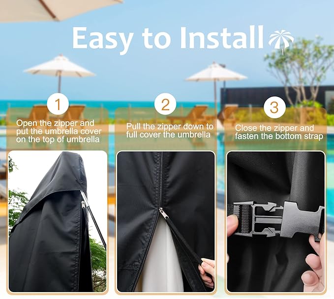 NettyPro Patio Umbrella Cover Outdoor Waterproof Cantilever Parasol Banana Umbrella Cover Fits 12ft to 14ft, Black
