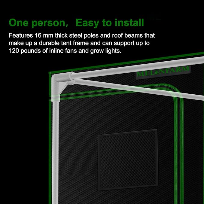 MELONFARM 4x2 Grow Tent, 48"x24"x60'' High Reflective 600D Diamond Mylar Canvas with Observation Window and Floor Tray for Hydroponic Indoor Plant Growing