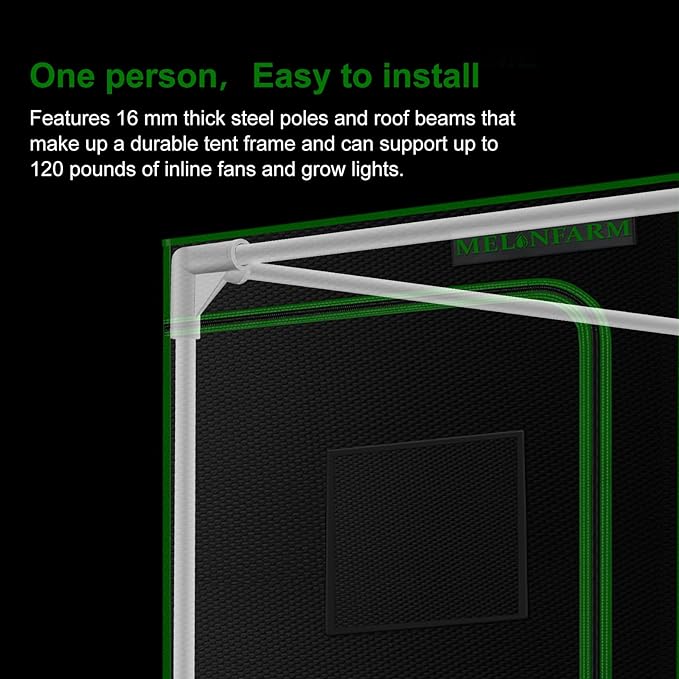 MELONFARM 2x2 Grow Tent, 24"x24"x36'' High Reflective 600D Diamond Mylar Canvas with Observation Window and Floor Tray for Hydroponic Indoor Plant Growing